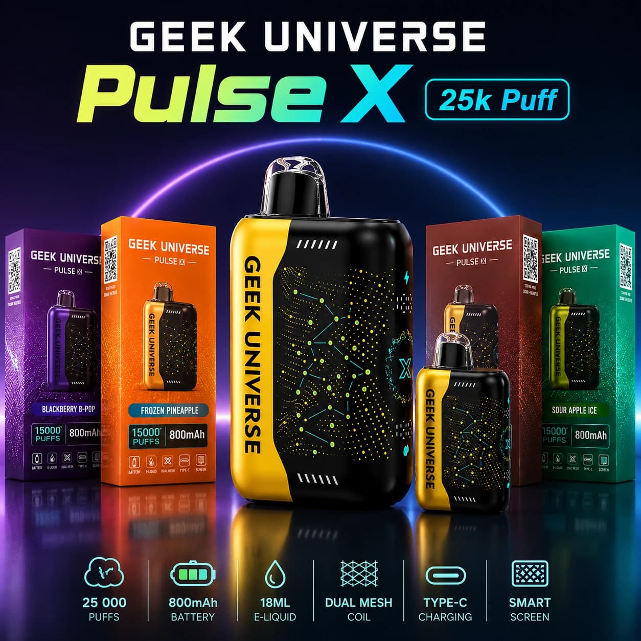 GEEK UNIVERSE 25k PUFFS NVape product listing